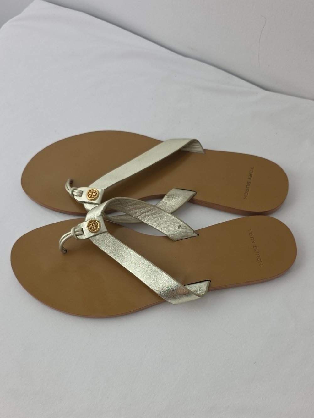 Tory Burch Manon Thong Sandal Spark Gold Size 8.5 B - Picture 8 of 12